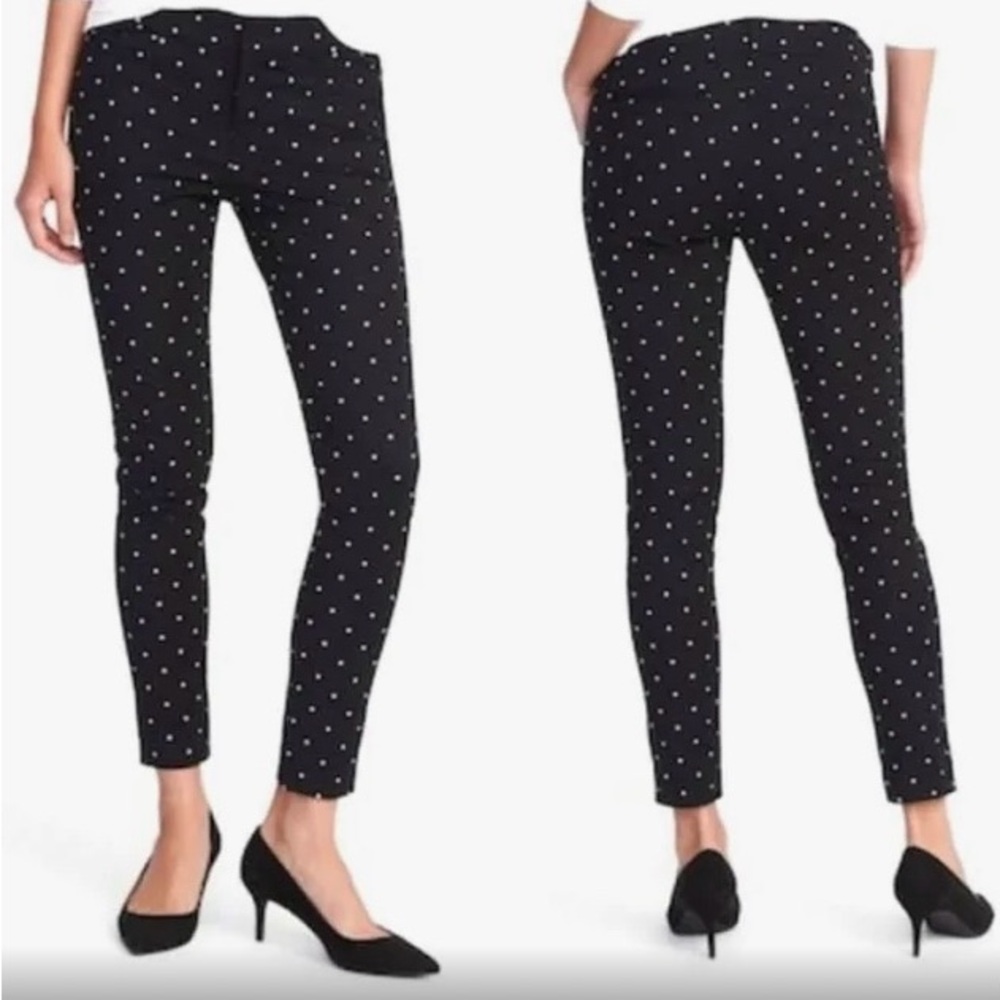 Old Navy Black Polka Dot Pixie Mid Rise Dress Pants